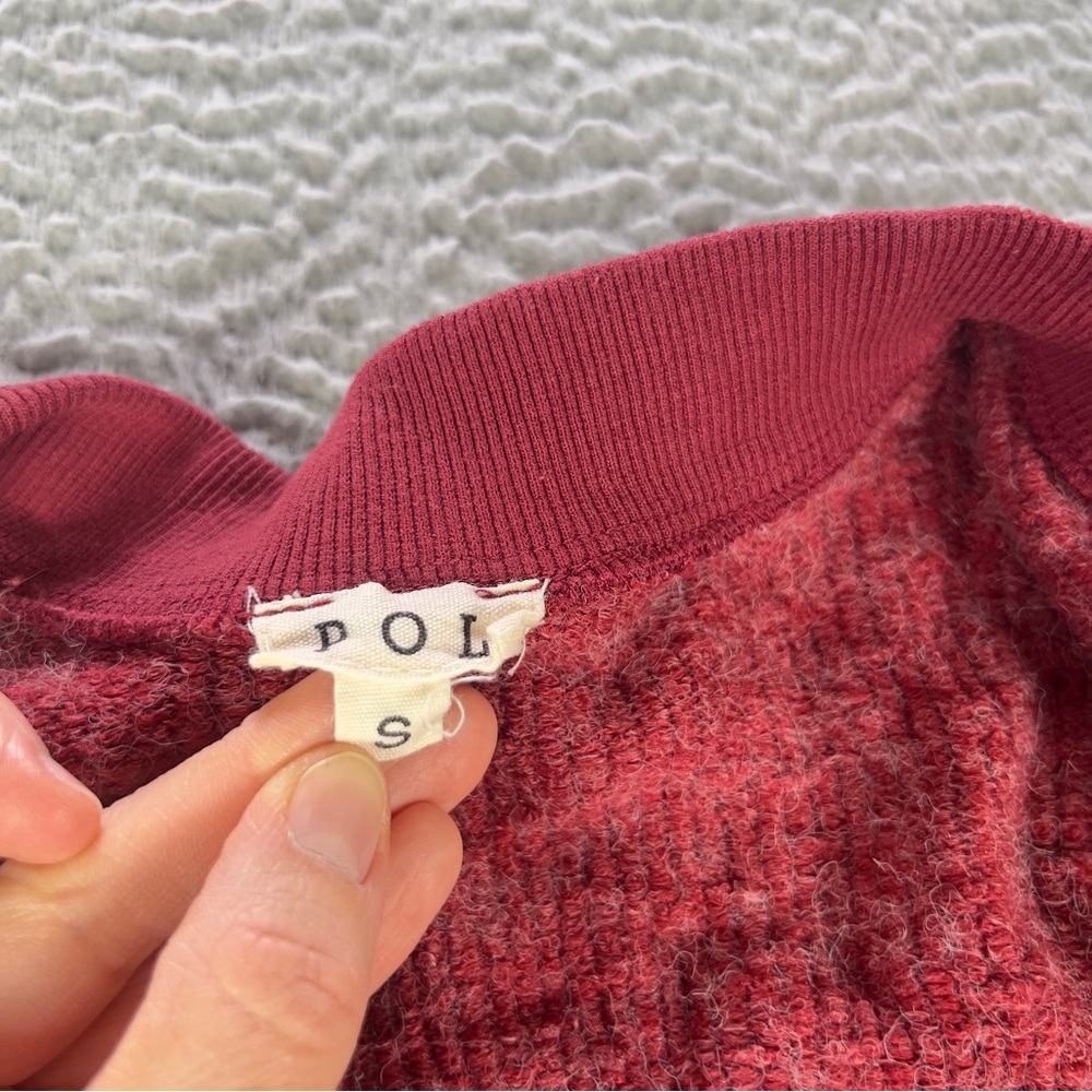 POL Sweater Womens Small Red Cropped Full Zip Oversized Patch Embellishment - Picture 5 of 10